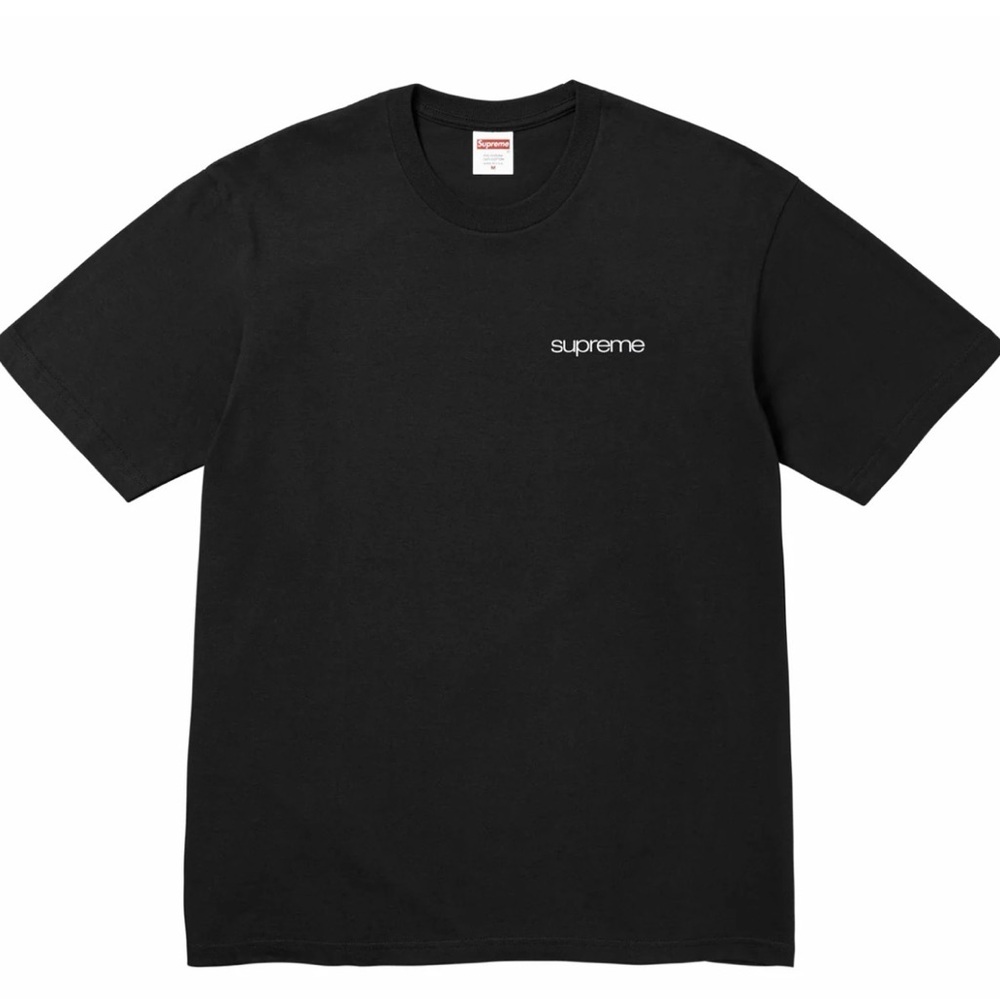 Supreme Black T-Shirt with Small White Script Logo